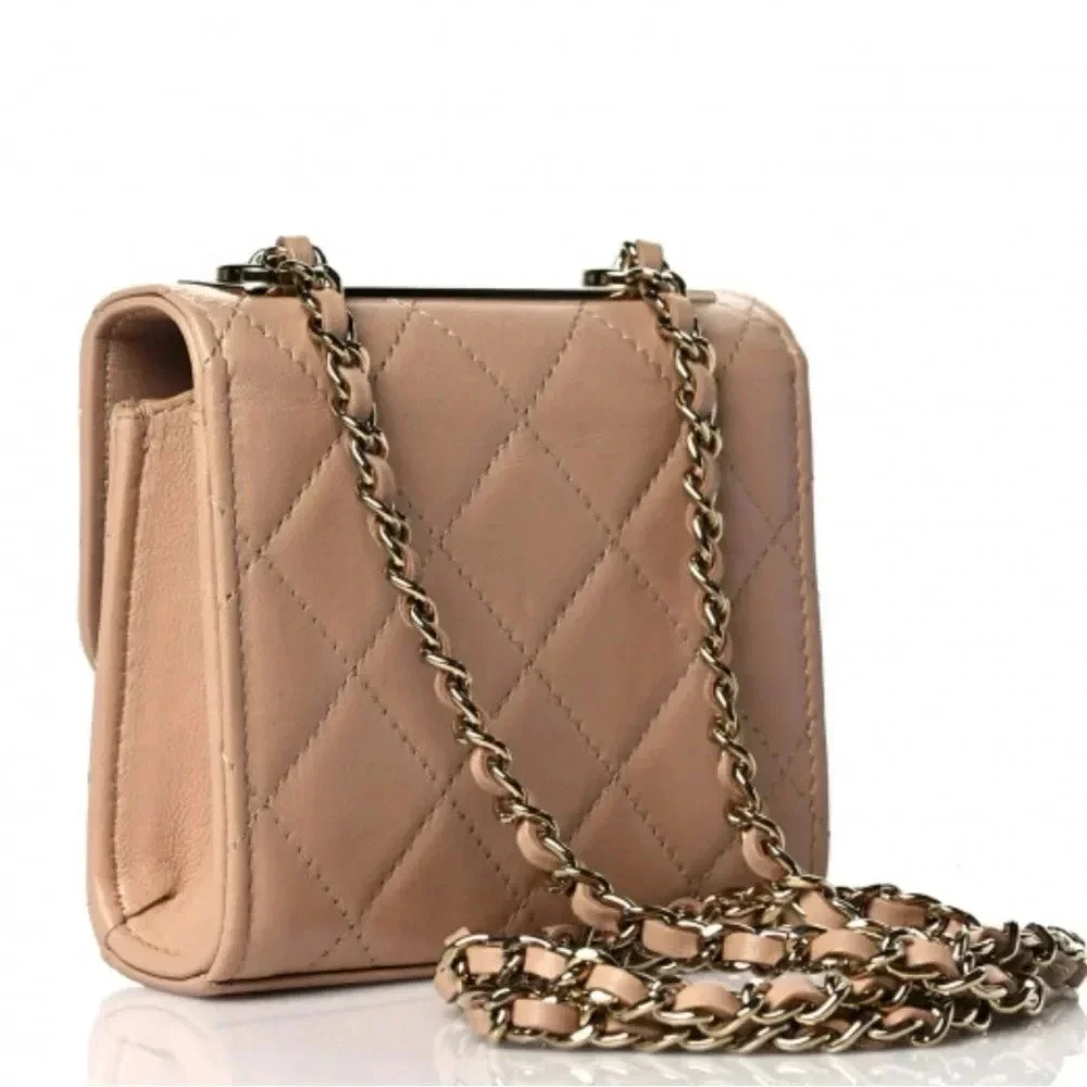 Chanel Lambskin Quilted Mini Trendy CC Clutch With Chain